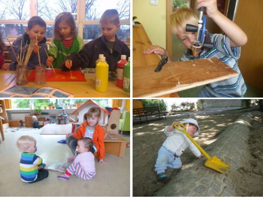 Spielende Kinder im Dobritzer Kinderland