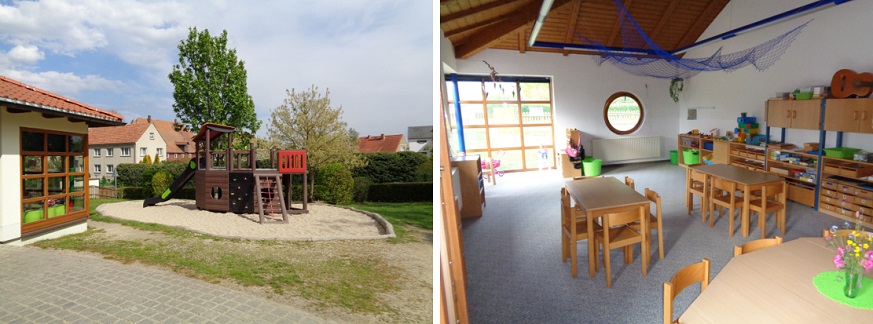 Zimmer und Außenbereich der Kita Spatzennest Eibau