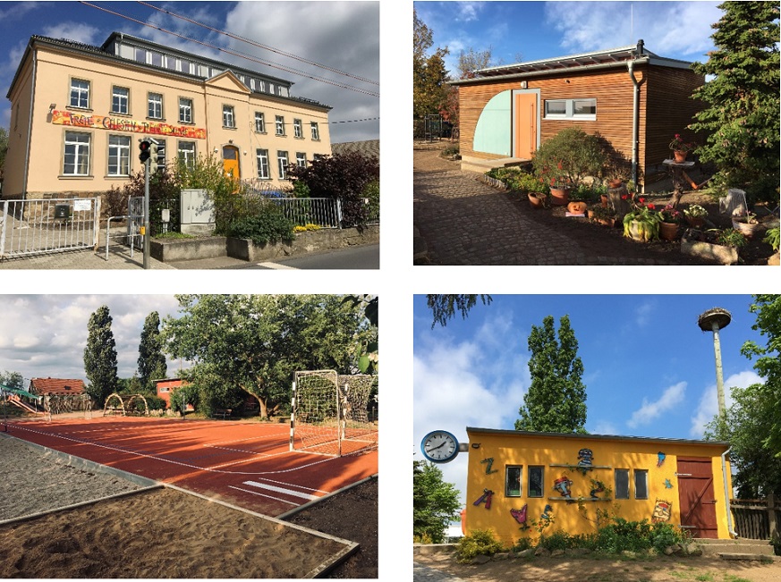 Gebäude und Sportplatz der freien Celestin Freinet Schule